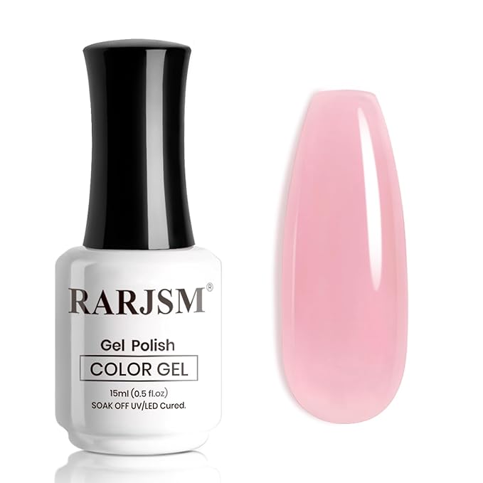 RARJSM Nude Jelly Gel Nail Polish Cotton Candy Pink Neutral Skin Tone Sheer Gel Polish 1PC 15ml Single Bottle Cream Transparent Pink Nail Gel Polish Soak off UV LED Cured for Home Salon DIY Manicure