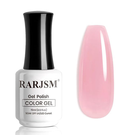 RARJSM Nude Jelly Gel Nail Polish Cotton Candy Pink Neutral Skin Tone Sheer Gel Polish 1PC 15ml Single Bottle Cream Transparent Pink Nail Gel Polish Soak off UV LED Cured for Home Salon DIY Manicure