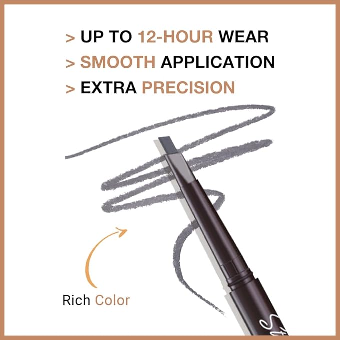 5 Pcs Ultimate Eyebrow Retractable Definer Pencils,Dual-Sided Natural Soft Textured Eyebrow Pencil, for Daily Look Eyebrow Makeup,Brow Brush,Fine Tip (3*Mudium Brown+2*Grey)