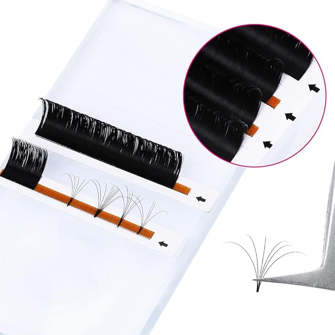 FADLASH Lash Extensions 0.03mm Mega Volume Eyelash Extensions D Curl 14mm Easy Fan Volume Lashes Self Fanning Eyelash Extensions (0.03-D, 14mm)