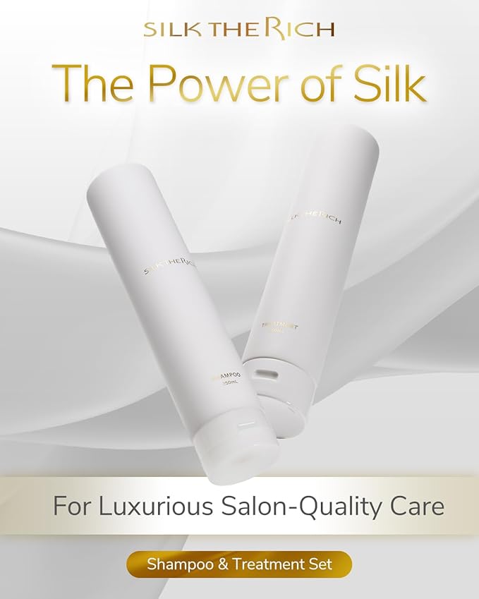 SILK THE RICH Shampoo & Conditioner Set, Hydrating & Moisturizing for Dry, Damaged, Color-Treated Hair, Paraben & Sulfate Free, Clean Hair Shampoo & Conditioner for Women & Men, White (8.5 fl oz Each)