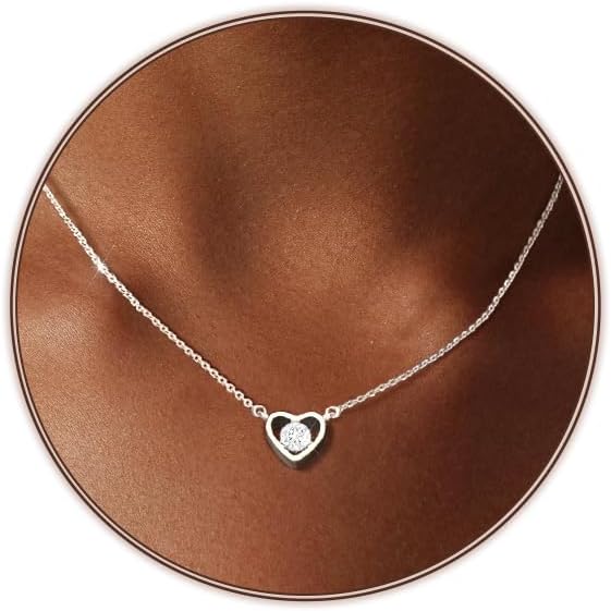 Airmb Cute Heart Necklace for Women Gold/Silver Plated Heart Pendant Choker Necklaces Tendy Love Heart Chain Necklace Dainty Gold/Silver Necklace Jewelry Gifts for Women