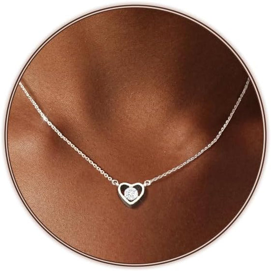 Airmb Cute Heart Necklace for Women Gold/Silver Plated Heart Pendant Choker Necklaces Tendy Love Heart Chain Necklace Dainty Gold/Silver Necklace Jewelry Gifts for Women