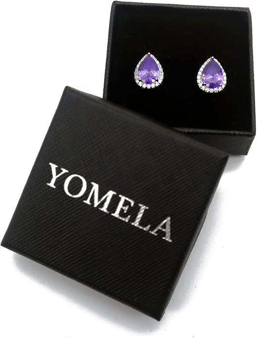 YOMELA Cubic Zirconia Earrings Studs, Halo CZ Birthstone Simulated Diamond Stud Earrings for Women