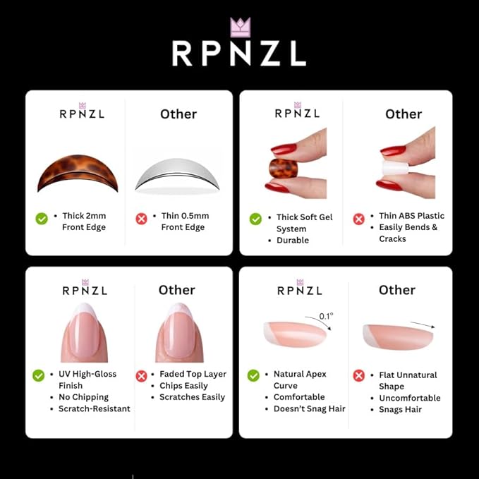 RPNZL Press On Nails - Glazed Doughnut | Chrome Glazed Long Almond Fake Nails Tip, Salon Quality | 32 Nails, 16 Sizes Kit with Glue and Adhesive Tabs I Female Founded - Beauty, Self Care