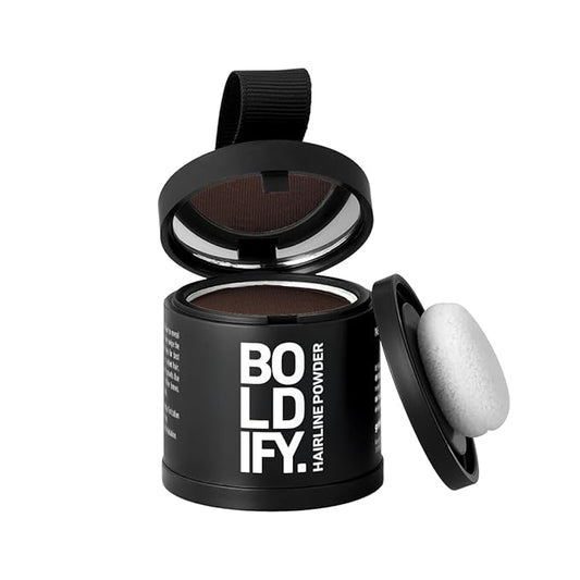 BOLDIFY Hairline Powder (LARGE, 10g) - Root Touch Up Hair Color for Gray Coverage - Bald Spot Concealing Hair Powder for Women & Men - 24-Hour Stain-Proof - Hazel Brown