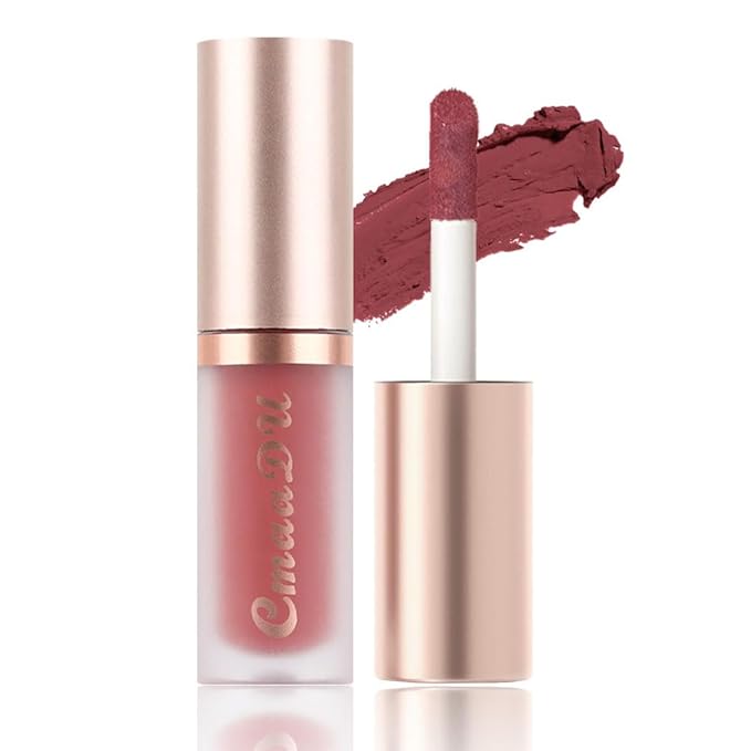 evpct 1Pcs Mauve Red Matte Liquid Lipstick Lip Gloss Glossy Set for Black Women 24 Hour Silky Velvet Lipstick labiales matte larga duracion mate 24 horas originales 03#