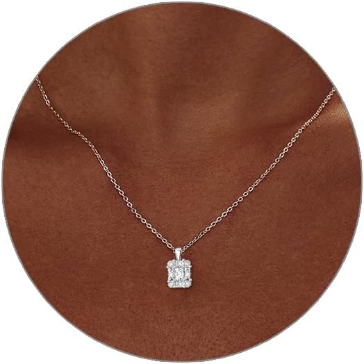 Luxval Diamond Pendant Gold Necklace for Women，Dainty 18k Gold Plated Choker Necklaces Simple Gold Jewelry Gifts for Women Girls