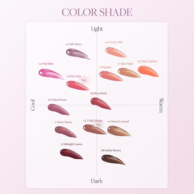 Heart Percent Dote On Mood One Way Glowy Tint, Glass-like High Shine Glossy Finish w/Long-Lasting Luminous Color Lip Stain for Glowy Look, #09.Peachy Milk