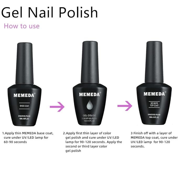 MEMEDA Gel Nail Polish Top Coat, 15ml No Wipe High Gloss Shiny Long Lasting Clear Top Gel for Acrylic Nails, Need U V/LED Lamp for Home DIY and Spring Nail Salon