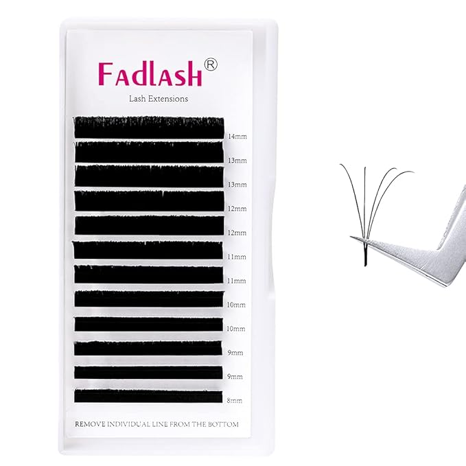 Eyelash Extension L Curl Mix Easy Blooming Lash Extensions Rapid Volume Lash Extensions Self Fanning Eyelash Extensions .03 .05 .07 (0.05-L, 8-14mm)