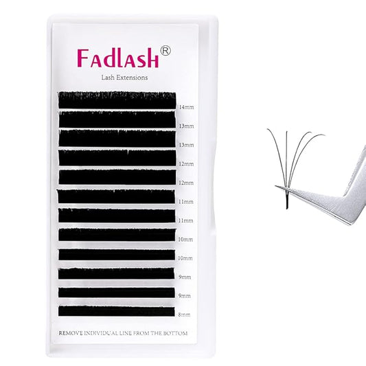 Eyelash Extension L Curl Mix Easy Blooming Lash Extensions Rapid Volume Lash Extensions Self Fanning Eyelash Extensions .03 .05 .07 (0.05-L, 8-14mm)