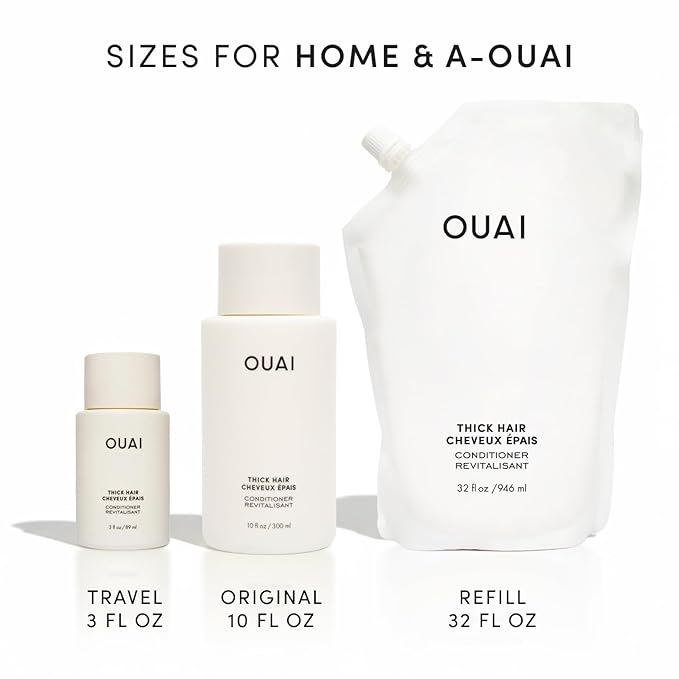 OUAI Thick Hair Conditioner Refill - Moisturizing Conditioner for Dry, Frizzy Hair - Keratin, Marshmallow Root, Shea Butter and Avocado Oil - Paraben, Phthalate & Sulfate Free (32 Oz)