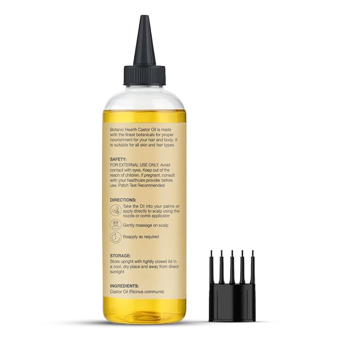 Botanic Hearth Hair Oil for Hair Growth & Hair Relaxer | Strengthening Dry, Frizzy, Damaged Hair & Scalp Treatment | Castor Hair Oil – 6.7 Fl Oz