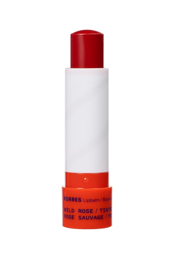KORRES Lip Butter Stick Wild Rose Tinted Hydrating Lip Balm with Greek Hypericum Balsam Oil, Moisturizing & Subtle Tint for Soft Lips, Lip Care for Women & Men, 0.17 oz