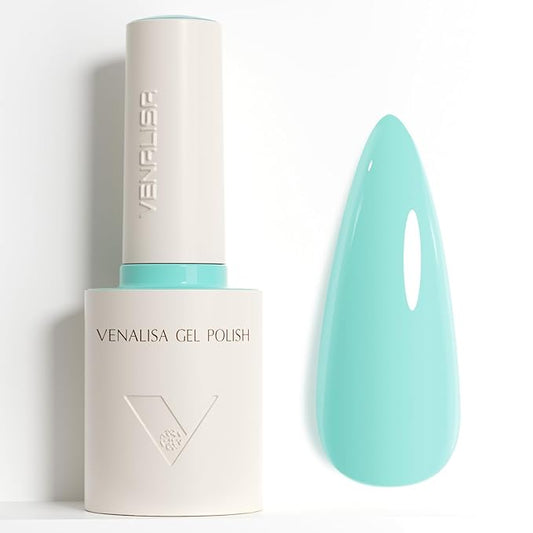 VENALISA Pastel Blue Gel Nail Polish, 1Pcs Light Blue Gel Polish Color High Gloss Soak Off U V Nail Manicure Salon DIY