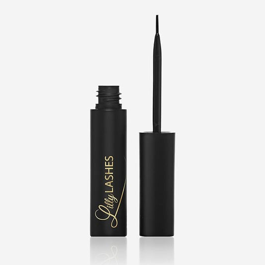 Lilly Lashes Black Eyelash Glue, Brush On Lash Glue for False Eyelashes, Latex Free Lash Adhesive for Eyelash Extensions