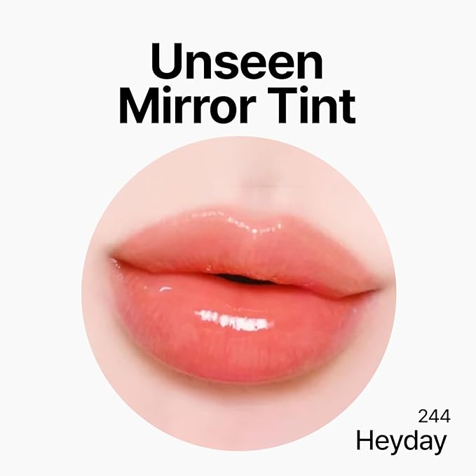 Unseen Mirror Lip Tint, High-Gloss, Non-Sticky, Long-Lasting Stain, Blendable, Clear Shades 3.5g, Holiday Stocking Stuffer (244 Heyday, 0.12 oz)