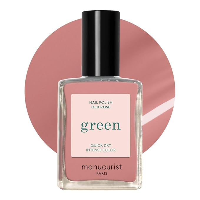 Manucurist Green Nail Polish Old Rose - Old Rose Nail Polish - 9-Free, Plant-Based and Vegan - Manicure - Made in France - 0.5 fl oz