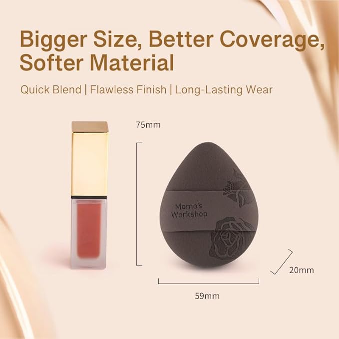 Rose Tatami Makeup Sponge Set,Double-Sided Egg Shape Rubycell for Liquid Foundations, Non-Absorbent & Fast Blending,Soft, Fluffy & Bouncy, 2 Beauty Puffs &Storage Case