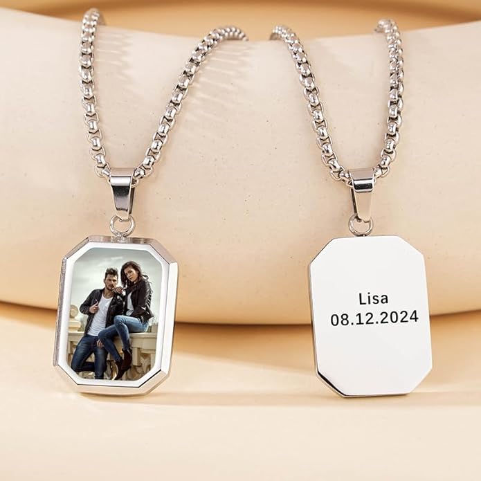 CLYLIFE Picture Necklace Personalized Photo,Custom Disc/Heart Pendant for Men Women Dad Mom Customized Necklace with Chain Photos Memorial Gifts for Mother's Day, Birthday, Anniversary