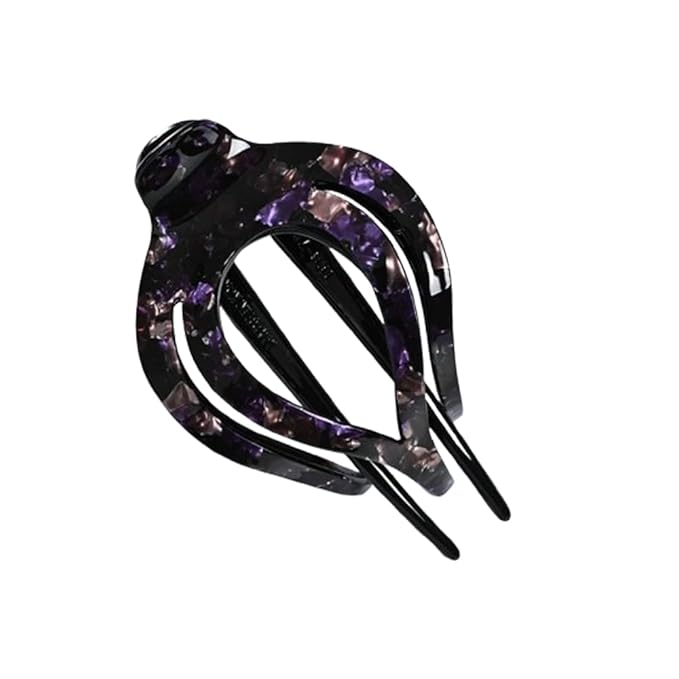 SPEVERT 3.5" Big Heart-Shaped Claw Clips for Women Stylish Curved Duckbill Hair Clips Non-Slip for Secure Alligator Clips (Purple)