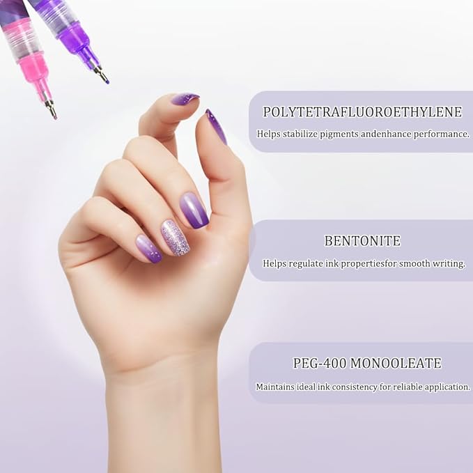Nail Art Pens Kit, Quick Dry Nail Polish Pens in 12 Colors, Easy Art Markers for DIY Nails, Weddings and Creative Manicures