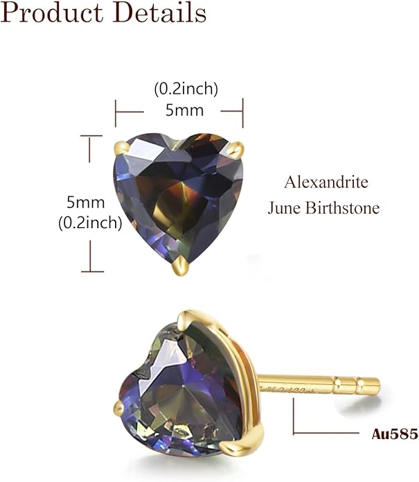 FANCIME 14k Solid Yellow Gold Stud Earrings Gemstone Prong Cluster Stud Earrings Fine Jewelry Gifts for Her Mom Women Wife