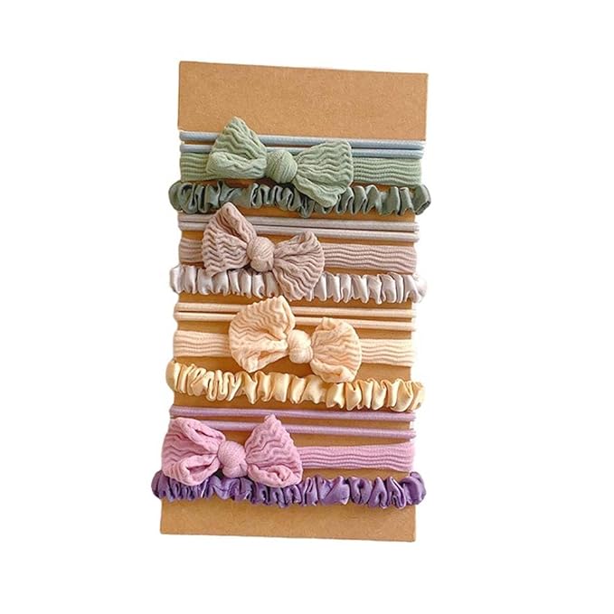 Multistyle Hair Ties Set: Gentle High Elasticity Ponytail Scrunchie Bracelet for Women (34-Bow Design Set:16, One Size)