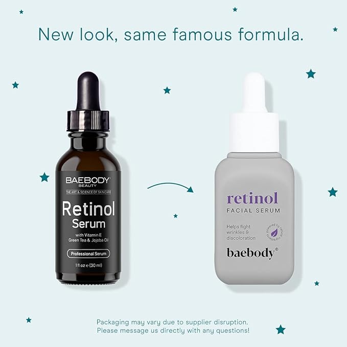 Baebody Made in USA Retinol Serum for Face - Anti Aging Serum for Fine Lines & Wrinkles - Retinol for Face with Jojoba Oil & Green Tea (1 fl oz/30 ml)