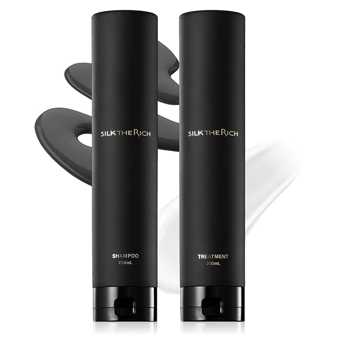 SILK THE RICH Shampoo & Conditioner Set, Clarifying & Moisturizing for Dry, Itchy Scalp & Damaged Hair, Color-Safe, Sulfate & Paraben Free Shampoo & Conditioner for Women & Men, Black (8.5 fl oz Each)