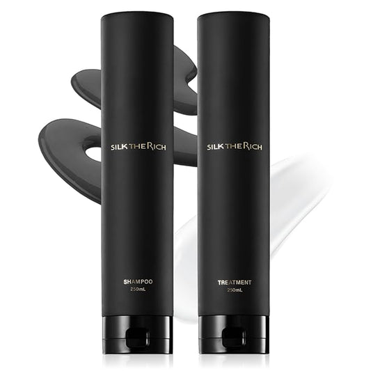 SILK THE RICH Shampoo & Conditioner Set, Clarifying & Moisturizing for Dry, Itchy Scalp & Damaged Hair, Color-Safe, Sulfate & Paraben Free Shampoo & Conditioner for Women & Men, Black (8.5 fl oz Each)
