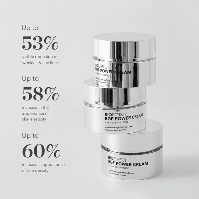 BIOEFFECT EGF Power Cream | Advanced Age-Defying Face & Neck Cream with Epidermal Growth Factor + Hyaluronic Acid + Niacinamide for Wrinkles & Age Spots | 50 mL / 1.69 oz