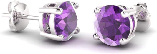 Diamondere Natural and Certified Gemstone Solitaire Stud Earrings in 14K White Gold | 0.85 Carat Earrings for Women