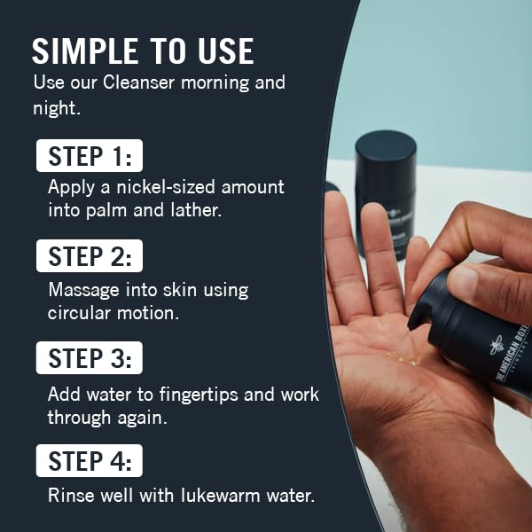 THE AMERICAN BOXER Kickass Cleanser Hydrating Mens Face Wash for Men - Essential Vitamins and Minerals - For All Skin Types - Organic - Cruelty Free - Naturally Derived Ingredients