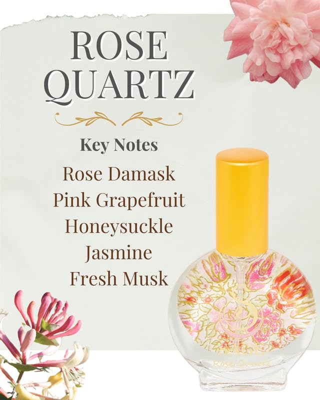 The Sage Lifestyle Rose Quartz Mini Spray, Rose, Honeysuckle, Sandalwood, Jasmine, Perfume for Women, Long Lasting, Clean Fragrance, Floral, Parfum, Artisan, 1/2oz, Travel Size, Mini Perfume for Women