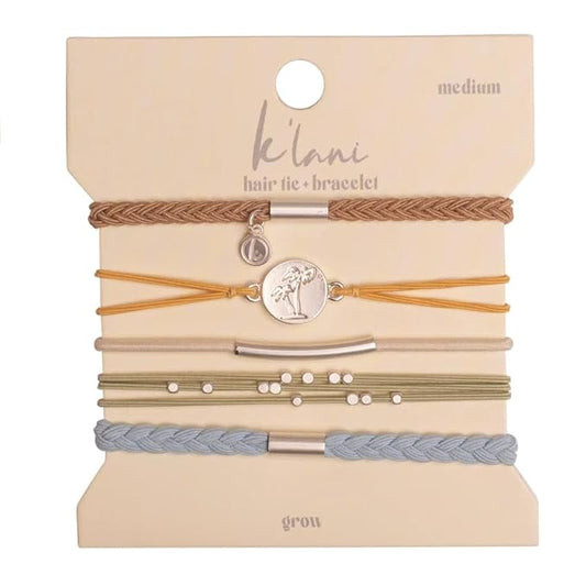 K'lani Hair Tie Bracelets for Women - Elastic Hair Bands That Double as Stylish Jewelry - Grow - Medium