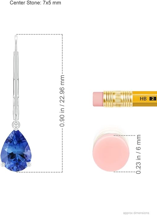 ANGARA Natural Tanzanite Earrings for Women | Solitaire Pear-Shaped Tanzanite Leverback Earrings in 14K Solid Gold/Platinum | December Birthday, Anniversary, Gemstone Jewellery Gift