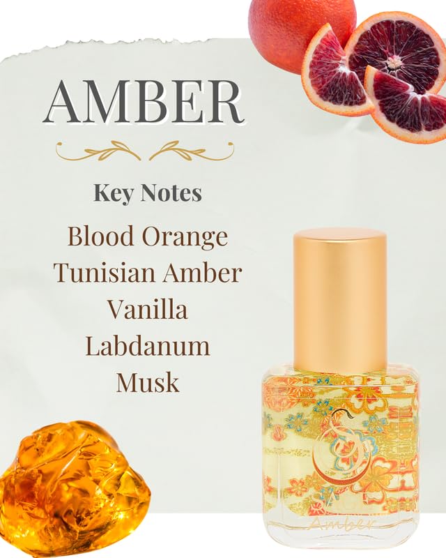 The Sage Lifestyle Amber Roll On, Oil, Extract, Blood Orange, Sandalwood, Amber Oil, Vanilla Musk, Perfume for Women, Gourmand Fragrance, Artisan, Parfum, 1/4 oz, Travel Size, Mini Perfume for Women
