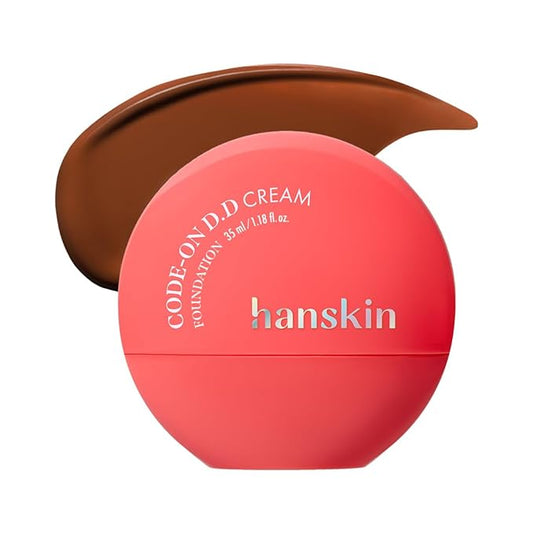 Hanskin Code On Double D Cream Foundation – DEEP COCOA Contour Shade | Full-Coverage Creamy Liquid for Seamless Sculpting & Natural Contour | Semi-Matte Finish | 1.18 Fl Oz