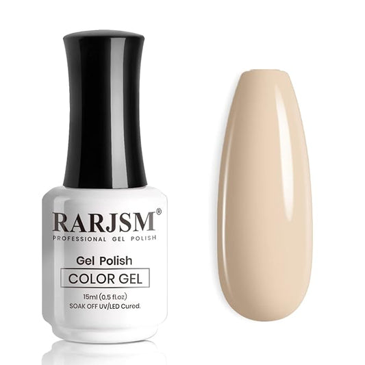 RARJSM Gel Nail Polish Nude Opaque Beige Skin Tone Milky GelPolish 15ml Neutral Color Soak Off UV LED Cured Nail Gel Polish for Nail Art French Manicure Salon DIY Home 1 Piece