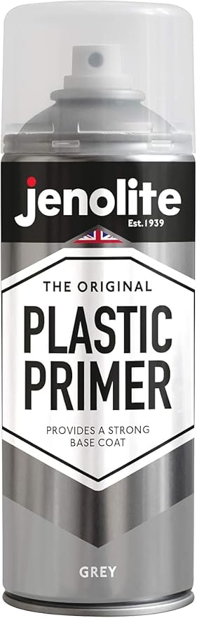 JENOLITE Plastic Primer Spray - GREY - Strong Adhesion Spray Paint Primer for Indoor and Outdoor Use On Hard Plastic Surfaces - 400ml (13.5fl oz)