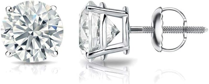 1/4 to 2 Carat Lab Grown Diamond Round Stud Earrings in 14k Gold (E-F, SI1-SI2, cttw), 4-Prong Basket Screw Back by Diamond Wish