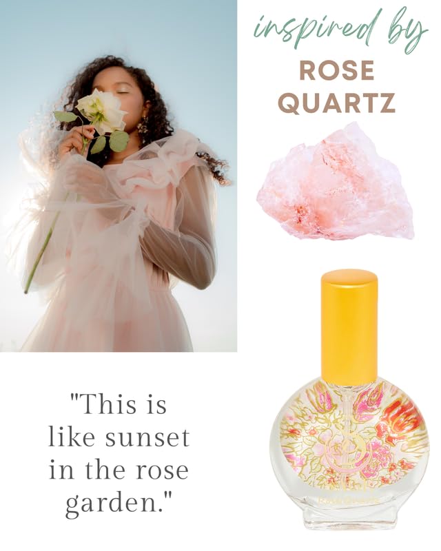 The Sage Lifestyle Rose Quartz Mini Spray, Rose, Honeysuckle, Sandalwood, Jasmine, Perfume for Women, Long Lasting, Clean Fragrance, Floral, Parfum, Artisan, 1/2oz, Travel Size, Mini Perfume for Women