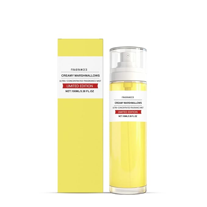 Creamy Marshmallow Fragrance Mist for Women, Sweet Vanilla Scented Body & Hair Spray, Long-Lasting Perfume Mist, Mood Boosting Gentle Formula, Travel Size Portable,100ml