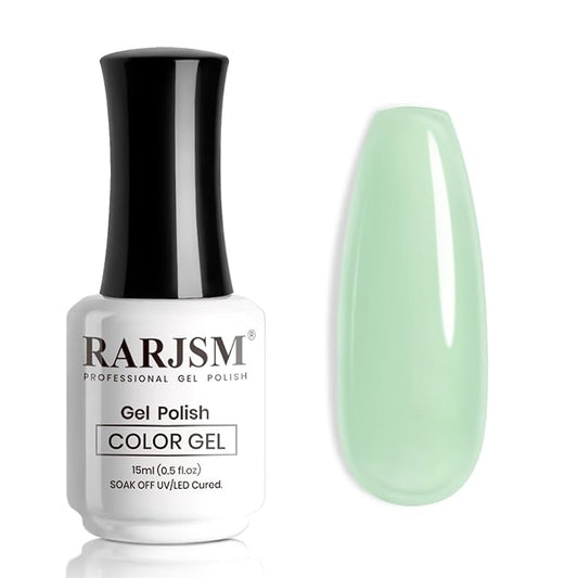 RARJSM Jelly Gel Nail Polish Mint Green Clear Light Green Gel Nail Polish Transparent Pastel Nude Sheer Nail GelPolish Varnish Curing Requires LED UV French Manicure Soak Off for Home Salon 15ml 1pcs