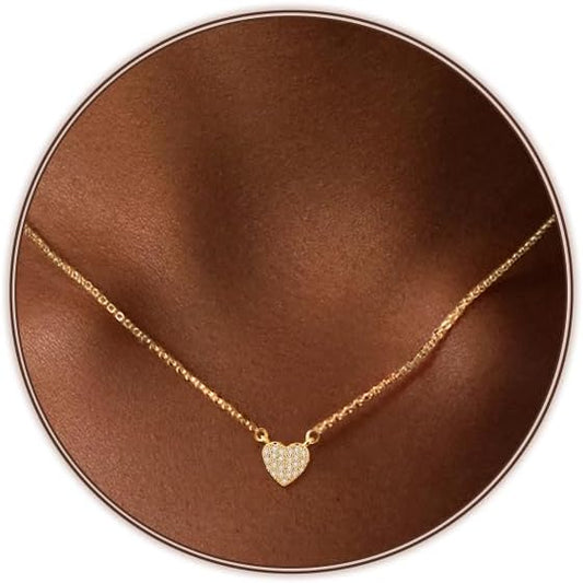 Airmb Cute Heart Necklace for Women Gold/Silver Plated Heart Pendant Choker Necklaces Tendy Love Heart Chain Necklace Dainty Gold/Silver Necklace Jewelry Gifts for Women