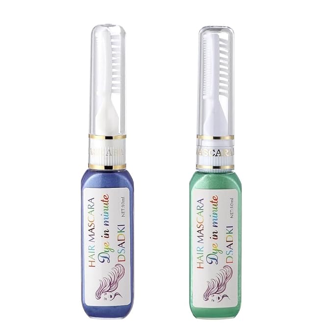 DSADKI Temporary Hair Color Mascara Washable Hair Dye Stick Non-toxic Instant Hair Chalk Dye for Girls Women (Light Purple+Green)