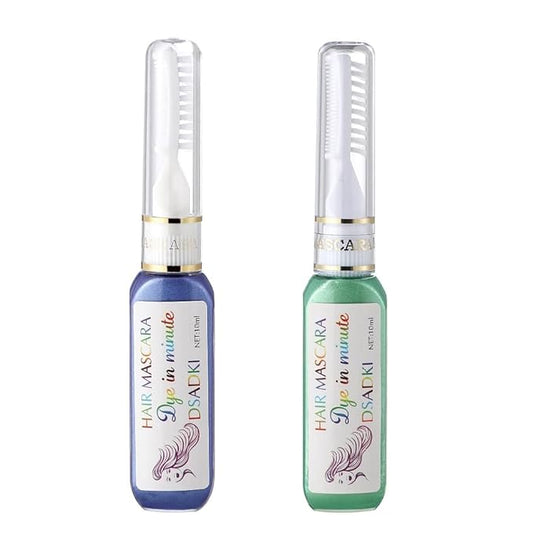 DSADKI Temporary Hair Color Mascara Washable Hair Dye Stick Non-toxic Instant Hair Chalk Dye for Girls Women (Light Purple+Green)