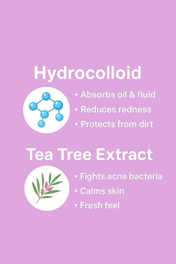 Wali Acne Patch with Tea Tree and Hydrocolloid, 72 Patches, 8mm and 12mm Sizes, Gentle for All Skin Types, Absorbs Secretions